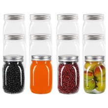 12 Pack Glass Regular Mouth Mason Jars, Clear Glass Jars with Silver Metal Lids for Sealing, Food Storage, Overnight Oats, Dry Food, Snacks, Candies,