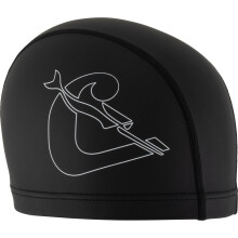 Senna Swim Cap PU Coated Black/White - Adult Swimming Cap Made of Soft Fabric with PU Coating, Black/White, One Size