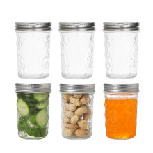 Mason Jars 8 oz, 6 Pack 240ml Canning Jars Jelly Jars With Regular Lids, Clear Glass Storage Containers for Fermenting, Pickling, Overnight Oats, Jam,