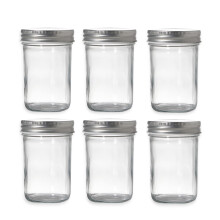 Mason Jars 8 oz, 6 Pack 240ml Canning Jars Jelly Jars With Regular Lids, Clear Glass Storage Containers for Fermenting, Pickling, Overnight Oats, Jam,
