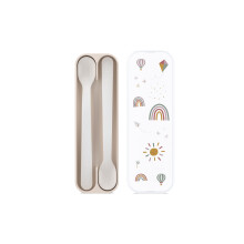 Baby Feeding Spoon Mio, Long-handled Baby Spoon, Dishwasher Safe & BPA-free, Baby Utensils, Set of 2, Sunshine & Rainbow