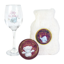 Tatty Teddy Hot Water Bottle, Wine Glass and Coaster Gift Set in A Gift Box - Official Collection