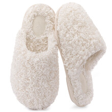 Women's Twirl Fleece Fuzzy Slipper, Size 3/4 UK Women, White