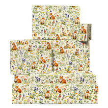 Floral Wrapping Paper - Wildflowers And Woodland Animals - 6 Sheets Of Birthday Gift Wrap For Boy And Girl - Forest Wrapping Paper - Autumn -