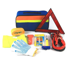 Car Emergency Breakdown Safety Kit 10-in-1 Vehicle Europe Roadside Assistance Travel Kit with Jump Leads, Tow Rope, Warning Triangle, Hi-Vis Vest,