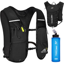 Running Vest Women with Water Bottle 500ml, 6L Reflective Hydration Backpack Mens, Lightweight 150g for Trailrunning Hiking Marathon, Black with Soft