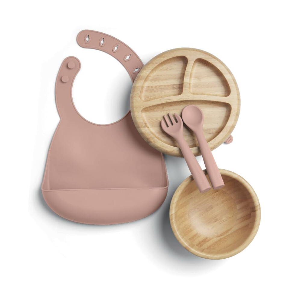 Mamas & Papas 4pc Bamboo Baby Weaning Starter Kit (6-18 Months) - Truffle | Eco-Friendly Bamboo Dinnerware, Sustainable Baby Feeding Kit, Non-Slip Weaning Bowl, Ergonomic Baby Cutlery - Image 5