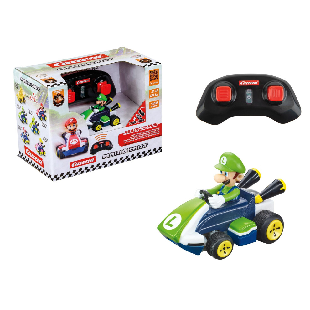 Carrera RC Mario Kart Mini RC Luigi, For Children and Adults, Boys & Girls, Unique Original Licence, Instant Driving Fun with Ready to Run, Green, Length 6.2cm - Image 3