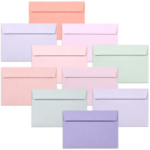 C6 Envelopes, 50-Count Coloured Envelopes for A6 Cards, Invitations & Notes, 114 x 162 mm, Ideal for Weddings, Birthdays & Thank You Cards, 10 Dreamy