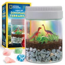 National Geographic Dinosaur Terrarium Kit for Kids – Multicolor Light Up Terrarium, Build a Dino Habitat with Real Plants, Dinosaur Science Toys