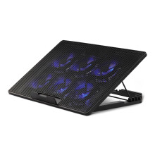 Laptop Cooling Pad Stand with 6 Quiet Fans, for 12-17 inch laptops, w/USB A and USB C Ports, Height Adjustable