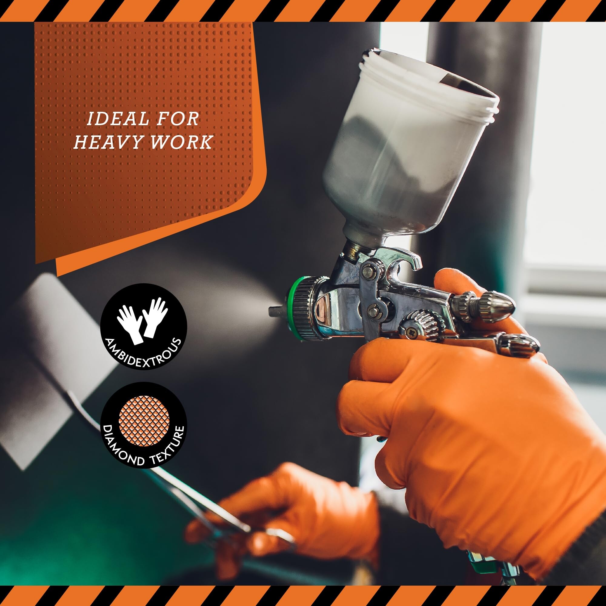 Disposable Heavy Duty Mechanic Powder Free Latex Free Orange Diamond ...
