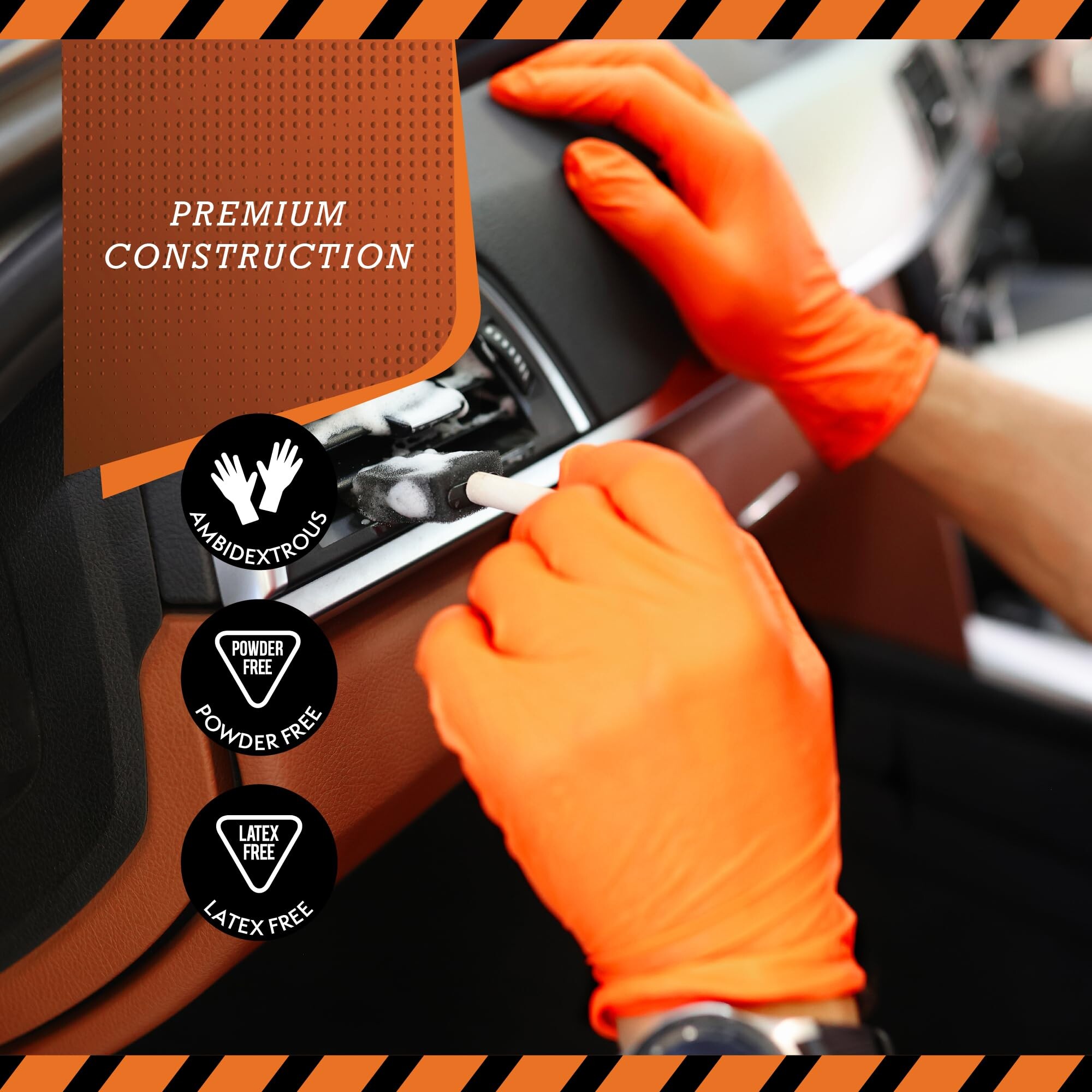 Disposable Heavy Duty Mechanic Powder Free Latex Free Orange Diamond ...