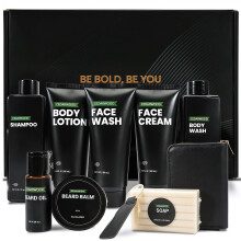 Mens Gift Set for Him 10PCS Cedar Shower Gel Gift Set Bath and Body Wash Gifts for Men with Beard Oil, Balm Business Card Case,Father’s Day