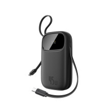 Powerbank 20000mAh 45W with Integrated USB-C Cable, Power Bank PD3.0 QC4.0 Fast Charging Battery Pack, 3 C and 1 A, Portable Charger for iPhone 17/Air