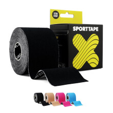 Original Kinesiology Tape 5cm x 5m, Black - Hypoallergenic, Waterproof K Physio Tape for Muscle Injury Relief, Recovery, Support, Shoulder, Back &