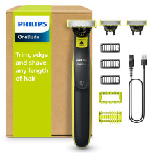 OneBlade Hybrid 360 Blade Technology Electric Shaver for Face & Body, Beard Trimmer/Groomer with 3 x 360 Blade, 3 x Stubble Comb (1,3,5mm) & 1x Body