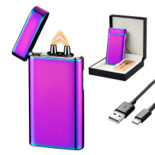 Windproof Lighter Flame Electric Lighters Plasma Arc Lighters Rechargeable USB Lighter with Battery Indicator?Color?