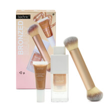 Bronzed Beauty 3-Piece Set – Bronzing Drops, Body Glow Oil & Dual-Ended Brush for Year-Round Radiance - Makeup Gift