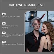 EELHOE 7-in-1 Halloween Makeup Set Realistic Face Body Paint Long Lasting SFX Kit for Cosplay Zombie Vampire Clown Costume Party