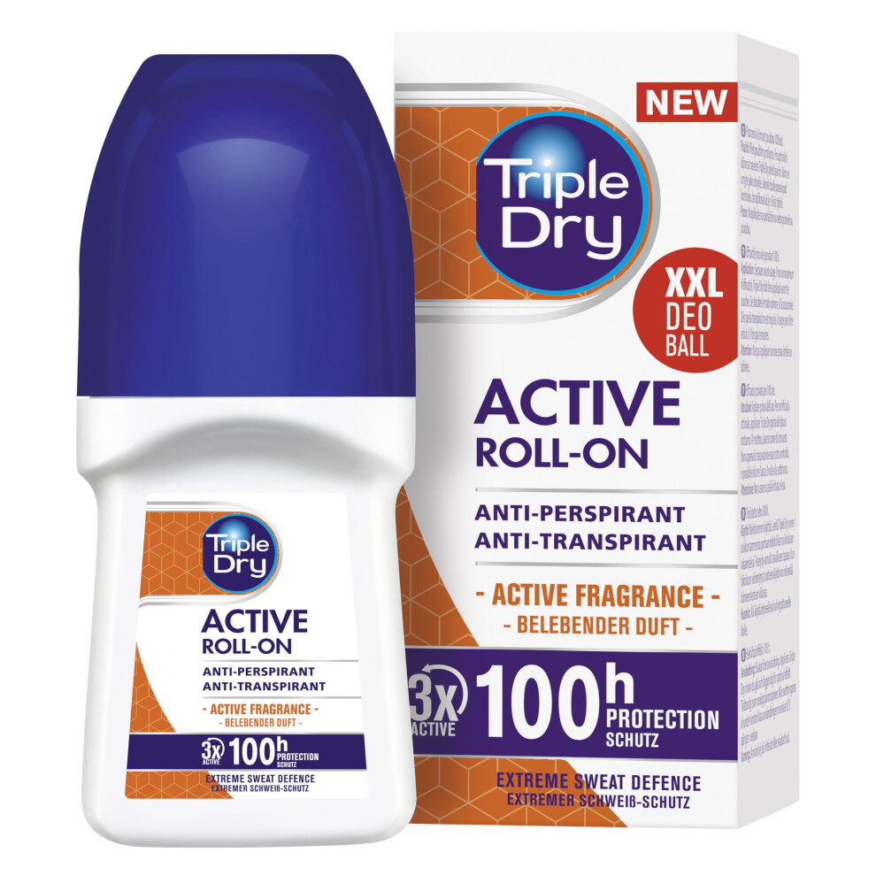 Triple Dry Mens Active Fragrance Anti-Perspirant Roll On 50ml | Clinically Proven 100-Hour Protection Against Excessive Sweating, Triple Active Odour Fighting Formula, Active Fragrance - Image 2