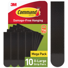Picture Hanging Strips, Black, X-Large, 10 Pairs (20 Strips) - Adhesive Strips - for Pictures, Frames, Mirrors, Wall Decor - Damage Free Hanging