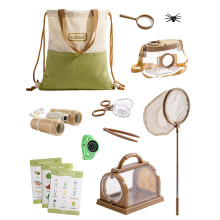 Outdoor Explorer Kit & Bug Catcher Kit for Kids, 13 PCS Bug Catching Adventure Set with Kids Binoculars, Compass Watch, Butterfly Net, Magnifying