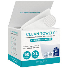 Blemish Control Clean Towels XL, Extra Exfoliation for Oily Skin, Disposable, Single-Use Face Towelette Dry Wipe - 1 Pack (50 Count)