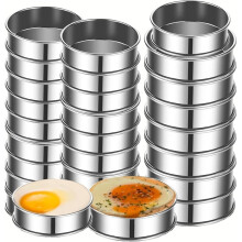 24Packs English Muffin Rings Crumpet Rings 3.15 Inch & 2.36 Inch Tart Rings Double Rolled Stainless Steel Round