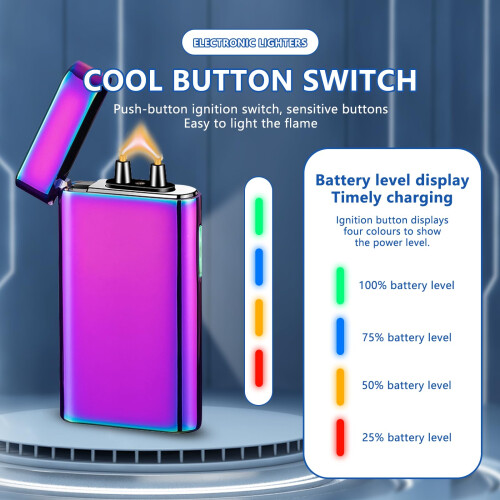 Windproof Lighter Flame Electric Lighters Plasma Arc Lighters Rechargeable USB Lighter with Battery Indicator?Color? 2
