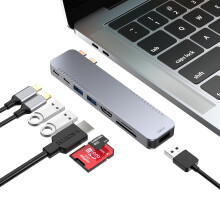 M82 USB C Hub Adapter for MacBook Pro Air Docking Station 8-in-2 for Mac Book Accessories Dongle 4K@30Hz HDMI, Thunderbolt 4/3, USB 3.0, SD/TF, USBC