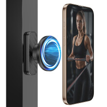 Dual Magnetic Phone Holder for Gym, 360Adjustable Gym Phone Holder Magnet Compatible with MagSafe & iPhone 12-17 Series, Portable Phone Mount for