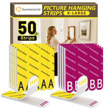 Picture Hanging Strips Heavy Duty 25 Pairs(50 Strips,XL),Damage Free Hanging Adhesive Strips,Mounting Tapes Removable,No Nails for Picture Photo