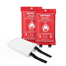 Fire Blanket for Kitchen Pack of 2, Fire Blanket 1 x 1 m, Fire Protection Blanket with Quick Release - Ideal for Household, Barbecue, Fireplace, Car,