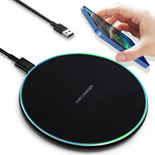 Wireless Charger With Indicator Light,Certified 15W Max Fast Wireless Charging Pad with USB-C Cable, Compatible with iPhone 16/15/14/13/12/XS AirPods