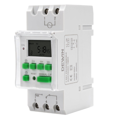 Digital Timer, Digital Timer Switch for DIN Rail weekly Programmable Electronic Relay AC 230V
