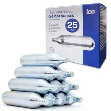 25 pack 12 gram CO2 Cartridge Non-Threaded, CO2 Cartridge or Airsoft Gas for BB Gun, CO2 BB Pistol, Airsoft Gun, Air Rifle, and Paintball Gun