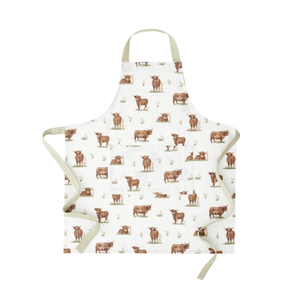 Catherine Lansfield Angus Highland Cow Cotton Kitchen Adult Apron - Natural - 70x80cm - Image 8