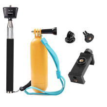 Action Camera Selfie Stick Floating Handle Grip for Insta 360/ Gopro Hero/AKASO/Brave/DJI Osmo Action/ODDV/SJcam/Icefox, with Phone Clip for iPhone