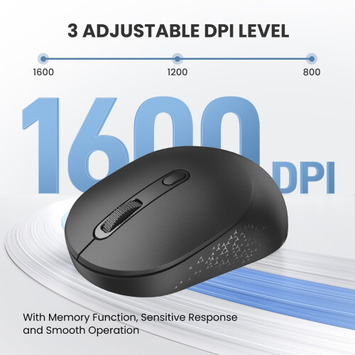 TeckNet Wireless Mouse, Bluetooth Mouse (BT5.2/3.0 & 2.4G), Computer Mice Silent Portable,1600 DPI Optical Mouse Sensor, Ergonomic Cordless Mouse for Laptop 2