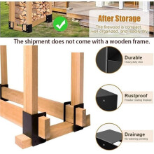 4 Pack Firewood Log Storage Rack Bracket,in/Outdoor Heavy Duty Powder Coated Holder,Fireplace Wood Storage, Log Holder