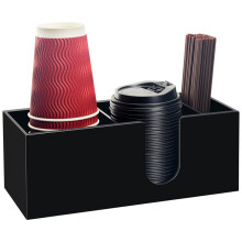 Koffiebekerhouder van Acryl met 3 Sleuven, Houder voor Bekers, Deksels, Rietjes en Capsules, Keukenopbergrek