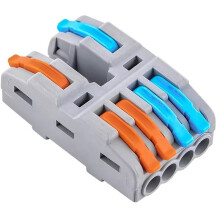10 Unidades de Divisor de Cables de Palanca CMK422-4 Azul/Naranja, Terminal de Empalme Rápido de 2 Entradas y 4 Salidas para Electrodomésticos y LED