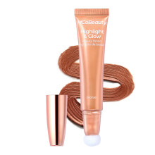 - Highlight and Glow Beauty Wand - Buildable Liquid Highlighter - Bronze Shade - Liquid Cream Highlighter with Cushion Applicator for Soft, Radiant