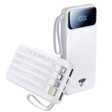 10000mAh Power Bank, 22.5W PD Fast Portable Charger with 4 Built-in Cables (USB-C/Lightning/USB-A/Micro-USB), 6 Outputs & 3 Inputs for iPhone 17/16/15