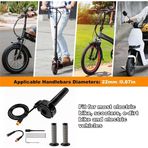 Full Twist Throttle 3 Pin, for  Style Ebike Throttle 12V-72V, Plug Adapter Cable for Macfox X1 1