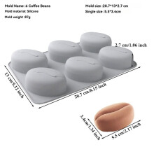 Moule à Pâtisserie en Silicone en Forme de Grain de Café (Lot de 2), 6/28 Cavités, pour la Confection de Gâteaux et Desserts Maison