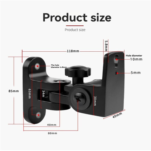 2PCS Speaker Wall Mount Angle Adjustable Speaker Holder Sturdy Bookshelf Speaker Wall Mount Bracket for Surround Sound 1