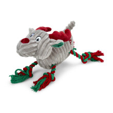 Roger Reindeer, Plush and Rope Christmas Dog Toy with Built-In Squeaker (Pack of 1)