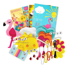 Backpack Charms Felt Art Set for Kids I DIY Craft Kit with Felt Pieces, Beads, Carabiners, Tassel Maker & Storage Box I Make 3 Funky Bag Charms.